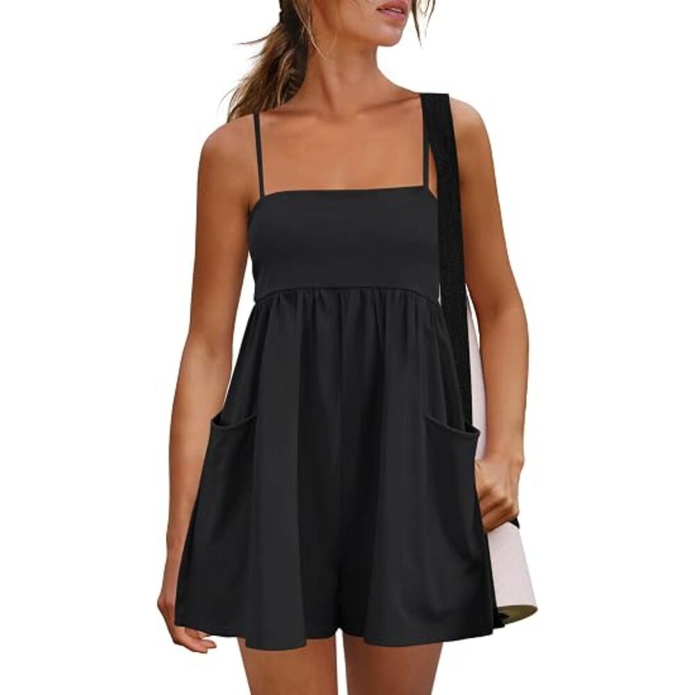 Spaghetti Strap Wide Leg Romper, Small, 4C-211R001